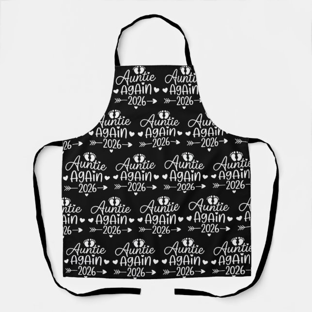 Auntie Again 2026 Pregnancy Announcement Apron (Front)