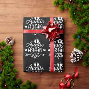 Auntie Again 2026 Pregnancy Announcement Wrapping Paper