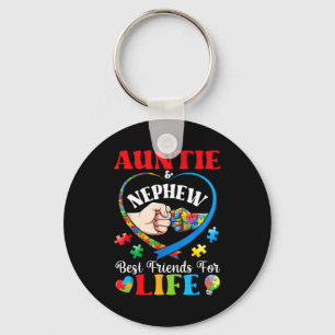Auntie And Nephew Best Friends For Life Autism Sup Key Ring