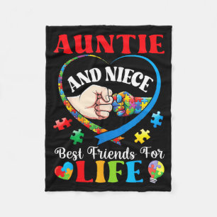 Auntie And Niece Best Friends For Life Autism Supp Fleece Blanket