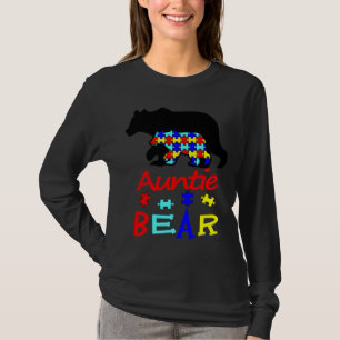 Auntie Bear And Autism Baby Bear Autism Awareness T-Shirt