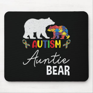 Auntie Bear Autism Awareness Aunt Women Gift Mouse Pad