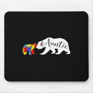 Auntie Bear Autism Awareness Month Aunt Women Niec Mouse Pad