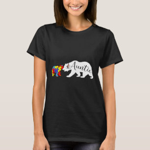 Auntie Bear Autism Awareness Month Aunt Women Niec T-Shirt