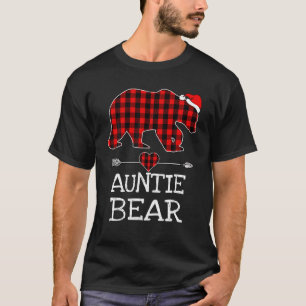 Auntie Bear Buffalo Plaid Santa Arrow Christmas Fa T-Shirt