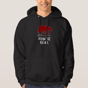 Auntie Bear Buffalo Red Plaid Matching Pajama Fami Hoodie