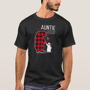 Auntie Bear Christmas Pajama Red Buffalo Plaid Pre T-Shirt