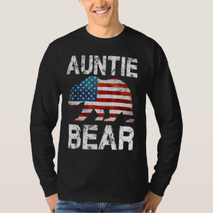 Auntie Bear Patriotic Flag Matching Family 4th Of  T-Shirt