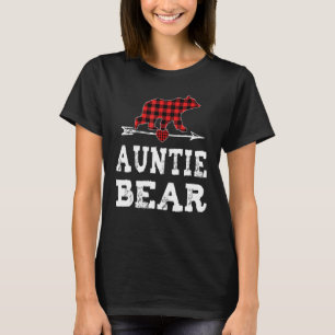Auntie Bear Red Buffalo Plaid Heart Arrow Aunt Ann T-Shirt