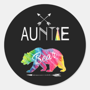 Auntie Bear Tie Dye Matching Family Vacation And C Classic Round Sticker