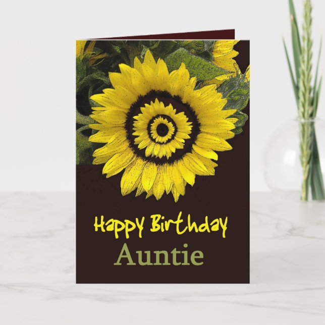 AUNTIE Birthday with Cheerful Sunflower Card (Front)