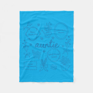 Auntie Blue Floral Aesthetic Wildflower Garden Fleece Blanket