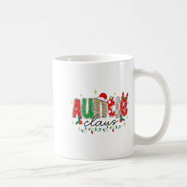 Auntie Claus Aunt Christmas Lights Pajama Family M Coffee Mug (Right)