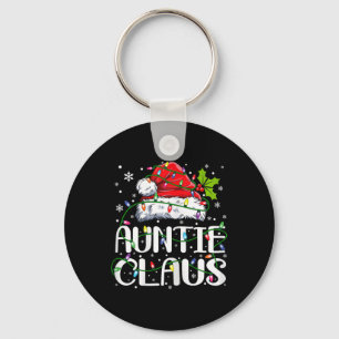 Auntie Claus Christmas Lights Pajama Family Matchi Key Ring