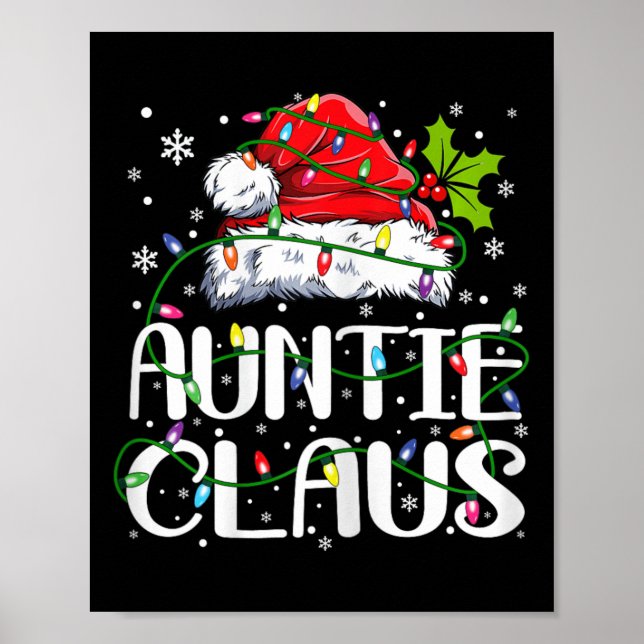 Auntie Claus Christmas Lights Pajama Family Matchi Poster (Front)
