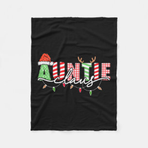 Auntie Claus Xmas Christmas Lights Pajama Family M Fleece Blanket