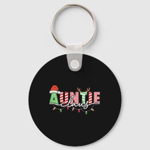 Auntie Claus Xmas Christmas Lights Pajama Family M Key Ring