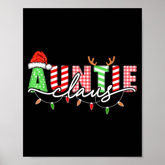 Auntie Claus Xmas Christmas Lights Pajama Family M Poster (Front)