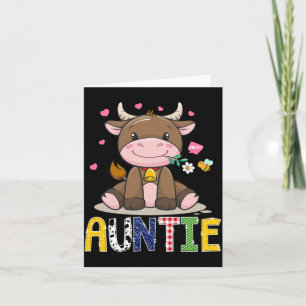Auntie Cute Cow Moo Farmer Birthday Boy Matching Card