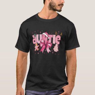 Auntie Cute Pink Coquette Bow Christmas Matching F T-Shirt