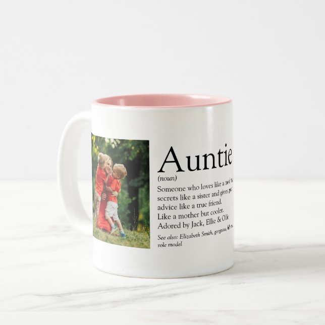 Auntie Definition Quote 2 Photo Two-Tone Coffee Mug (Front Left)