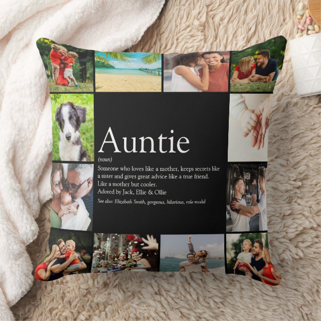 Auntie Definition Saying Photo Collage Large Cushion (Blanket)