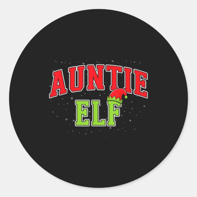 Auntie Elf Christmas Family Matching Group Xmas Si Classic Round Sticker (Front)