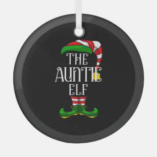 Auntie Elf Family Matching Christmas Group Glass Tree Decoration