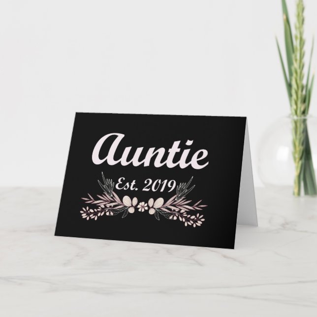 Auntie Est. 2019 New First Time Aunt Floral Card (Front)