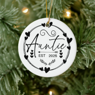 Auntie Est 2024 Pregnancy Announcement Aunt Funny Ceramic Ornament