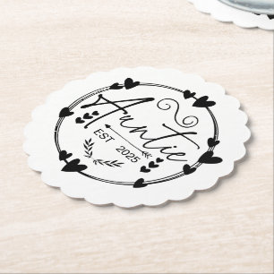 Auntie Est 2025 Pregnancy Announcement Aunt Funny Paper Coaster