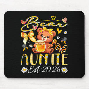 Auntie Est 2026 Floral Bow Tie Mothers Day Bear Mouse Pad