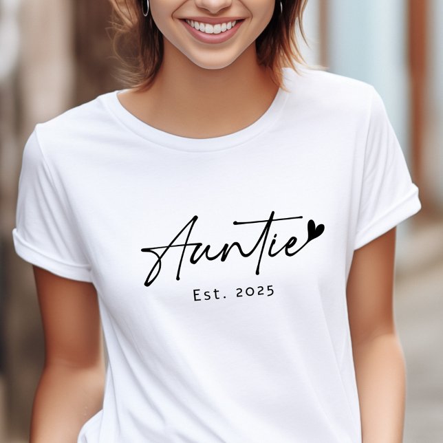 Auntie Est year handwritten script heart T-Shirt (Auntie Est year handwritten script heart T-Shirt)