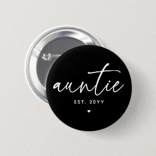 Auntie Established Elegant Typography New Aunt 6 Cm Round Badge