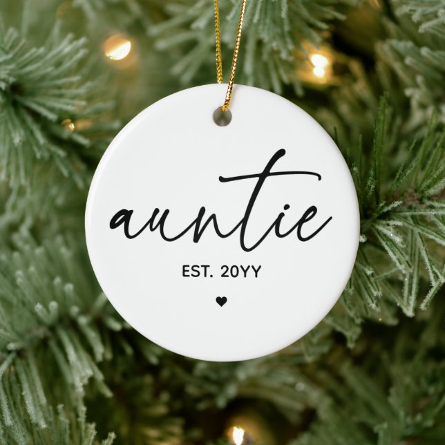 Auntie Established Elegant Typography New Aunt Ceramic Ornament (Tree)
