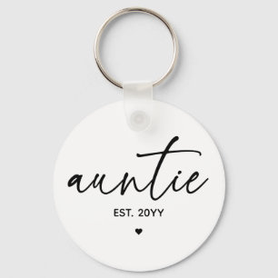 Auntie Established Elegant Typography New Aunt Key Ring