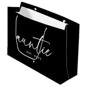 Auntie Established Elegant Typography New Aunt Large Gift Bag