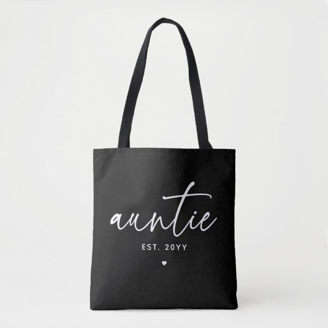 Auntie Established Elegant Typography New Aunt Tote Bag (Front)
