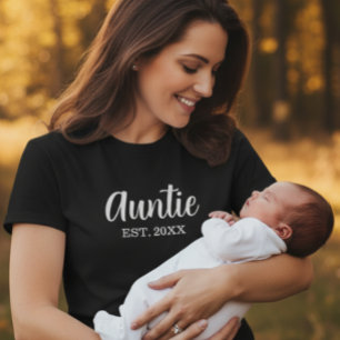 Auntie Established Modern Script Black T-Shirt