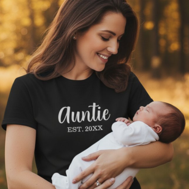 Auntie Established Modern Script Black T-Shirt (Creator Uploaded)
