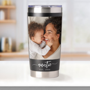 Auntie Established Script Black 2 Photo Insulated Tumbler