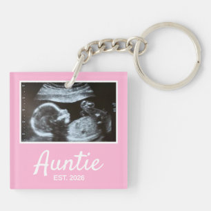 Auntie Established Script Pregnancy Announcement Key Ring