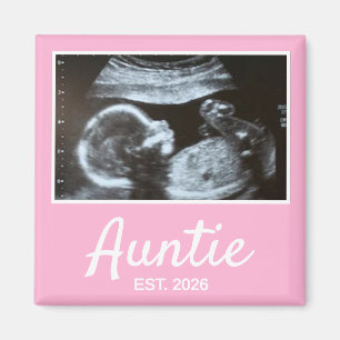 Auntie Established Script Pregnancy Announcement Magnet