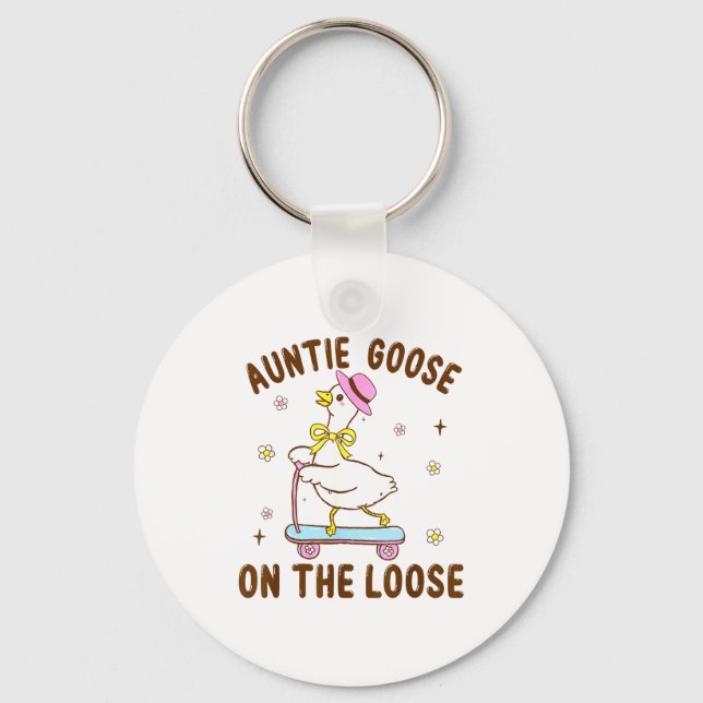 Auntie Goose On The Loose Funny Birthday Matching  Key Ring (Front)