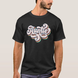 Auntie Graphic  Retro Groovy Family Matching Party T-Shirt