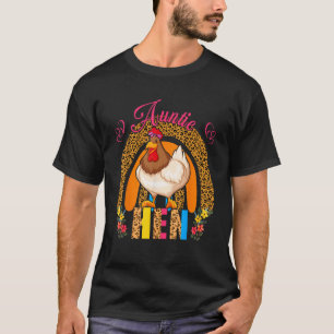 Auntie Hen Cute Floral Chicken Bow Tie Rainbow Mot T-Shirt