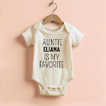 Auntie Is My Favourite Funny Trendy ﻿Gender Neutra Baby Bodysuit<br><div class="desc">Dress your little one in style with our "Auntie Is My Favourite" Funny Trendy Gender Neutral Baby Bodysuit! This playful and charming bodysuit is perfect for showing love to a favourite aunt. Its gender-neutral design makes it ideal for any baby, while the soft, comfortable fabric ensures your little one stays...</div>