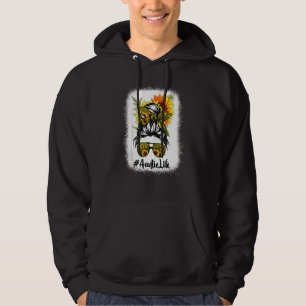 Auntie Life Messy Hair Bun Sunflower Mother's Day Hoodie