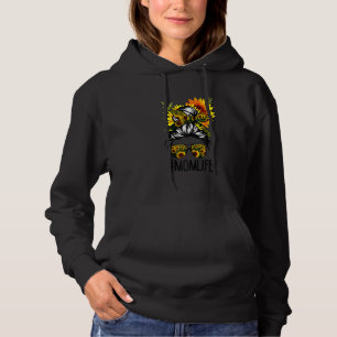 Auntie Life Messy Hair Bun Sunflower Women Mother' Hoodie