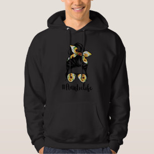 Auntie Life Messy Hair Bun Sunflower Women Mother' Hoodie